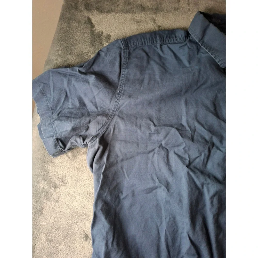 The North Face Mens XL Blue Cotton Short Sleeve Button Down Shirt Regular Fit